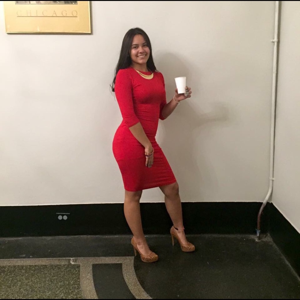 Red body-con dress!!